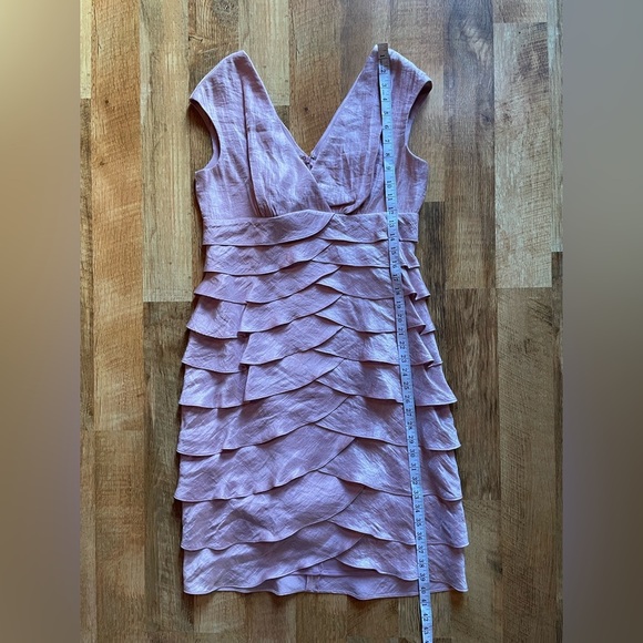 London Times Pink Sheath Dress‎ with Ruched V-Neck - Picture 6 of 9